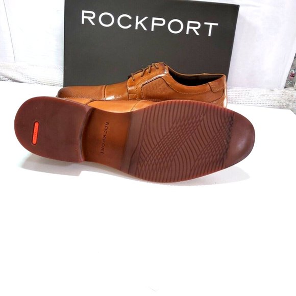 Rockport Mens Leather brown Cognac Oxford shoes 10-M New in Box